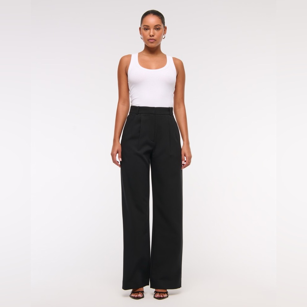 Abercrombie & Fitch Sloane Black Wide Leg Pants 34 Long